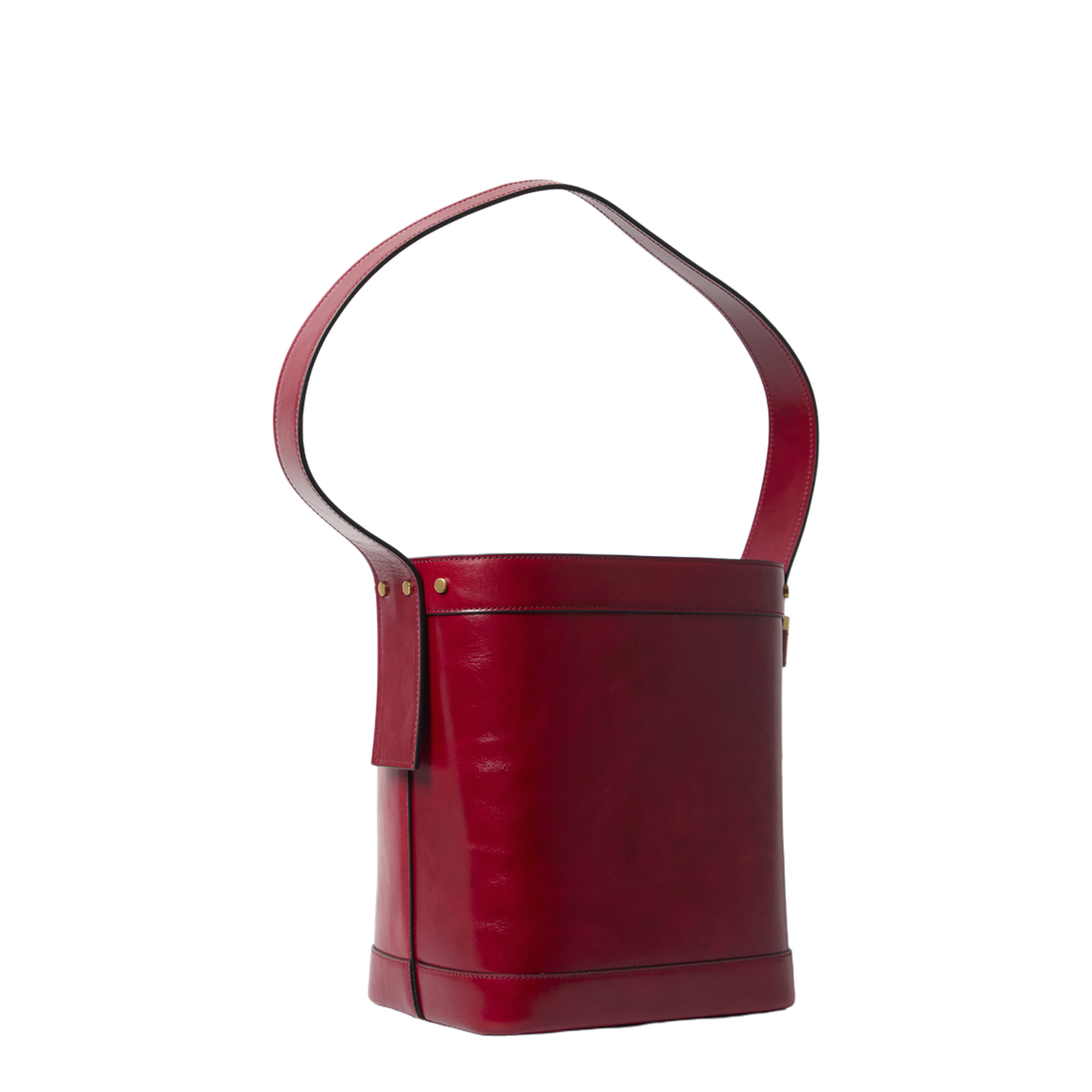 Pivot Small Calfskin Leather Bucket Bag - Red - Image 2