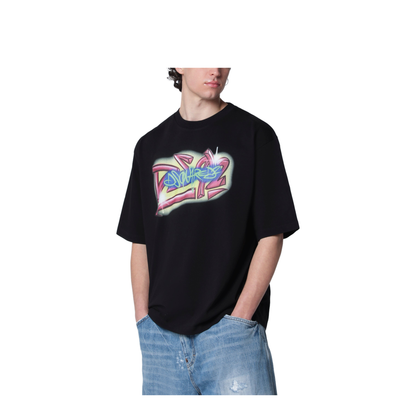 Rebel Tags Loose-Fit Cotton T-Shirt In Black - Image 1