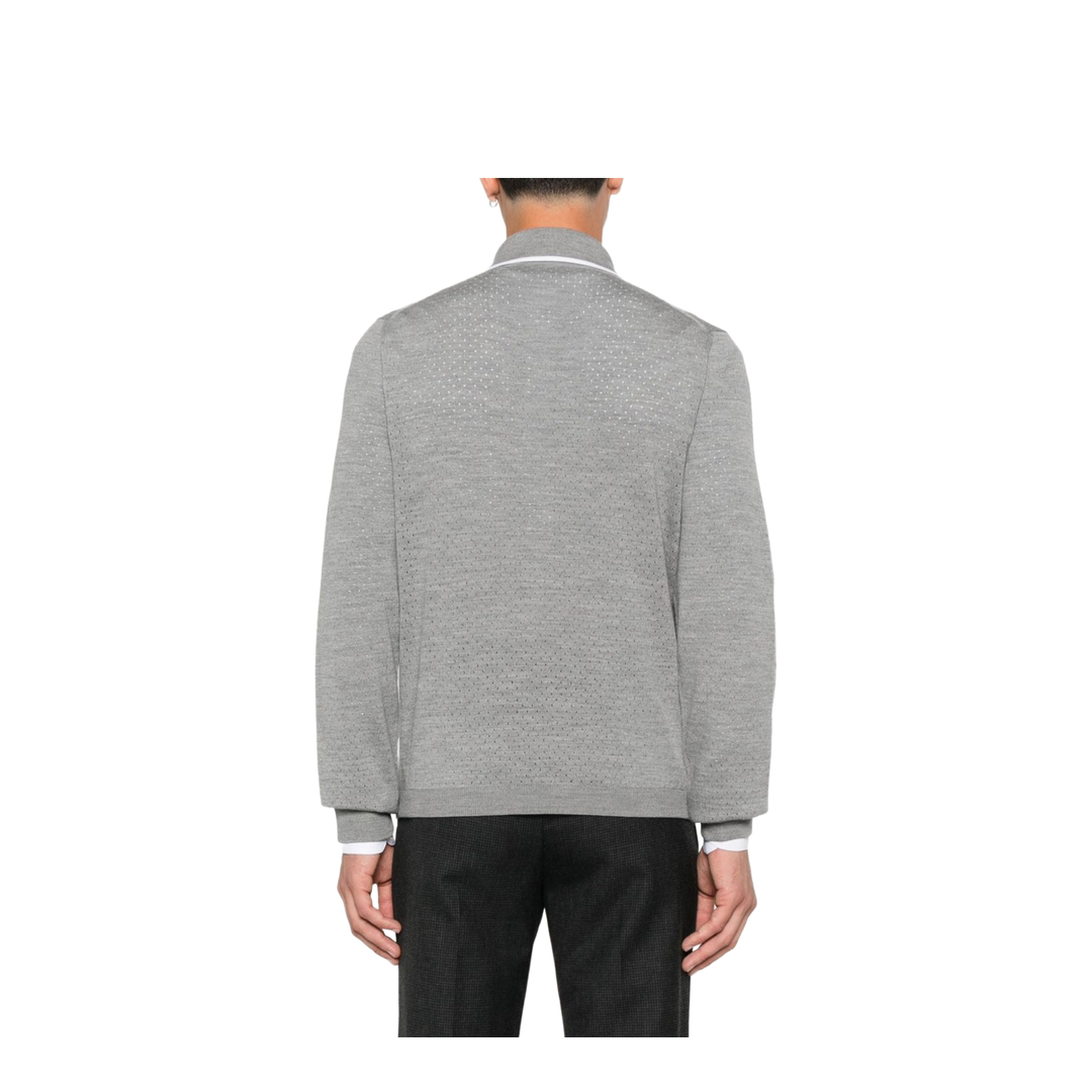 Fine Wool Knit Polo Shirt with Intarsia - Image 2