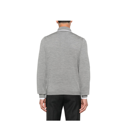 Fine Wool Knit Polo Shirt with Intarsia - Image 2