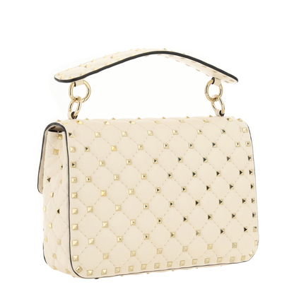 Rockstud Spike Medium Leather Crossbody Bag - Light Ivory - Image 3
