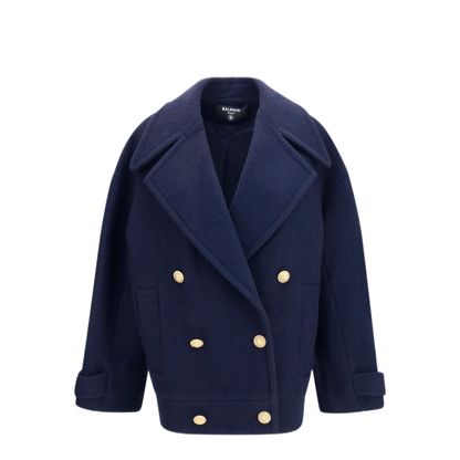Double Breasted Wool Coat With Buttons - Image 1