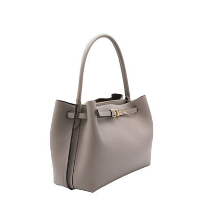 T Timeless Small Calf Leather Tote Bag - Beige Taupe - Image 4