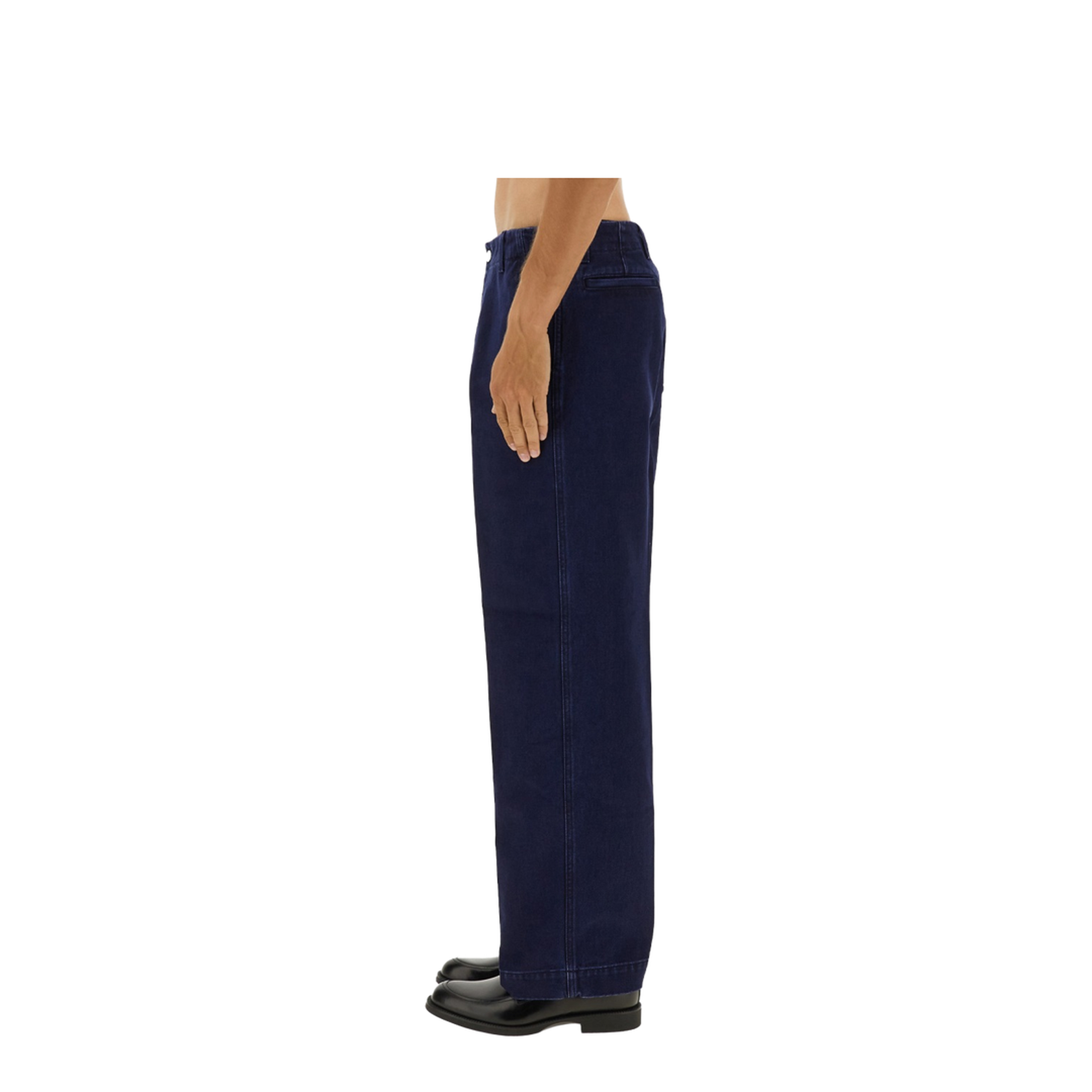 Washed Denim Pant with Embossed Label in Dark Blue - Image 4