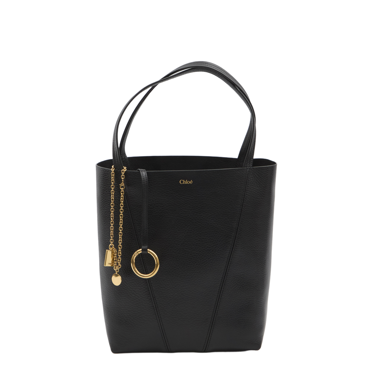 Spin Grained Cowhide Tote - Black - Image 1