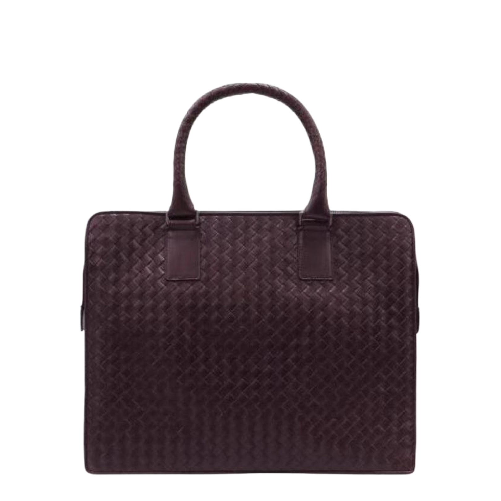 Intrecciato Large Leather Briefcase - Burgundy - Image 1