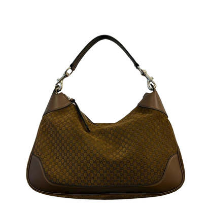 B Medium Suede Shoulder Bag - Pepper Brown - Image 1