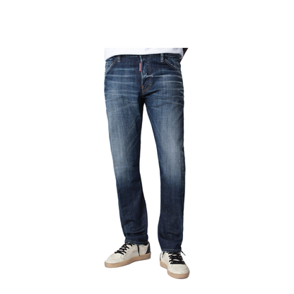 Blue Washed-Effect Jeans - Image 1