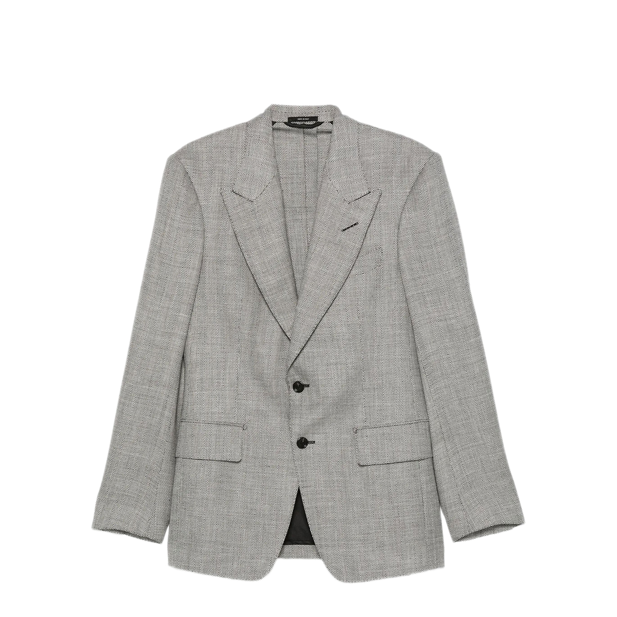 Herringbone-Pattern Wool Blend Blazer - Image 1