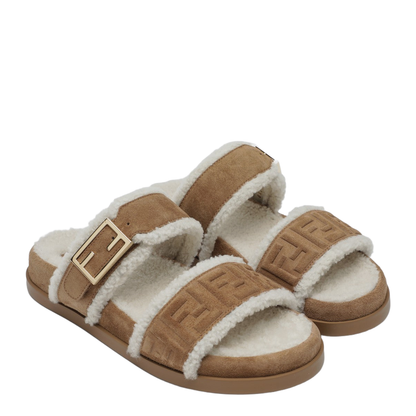 Slide Feel in Bronze Suede and Shearling - Image 2