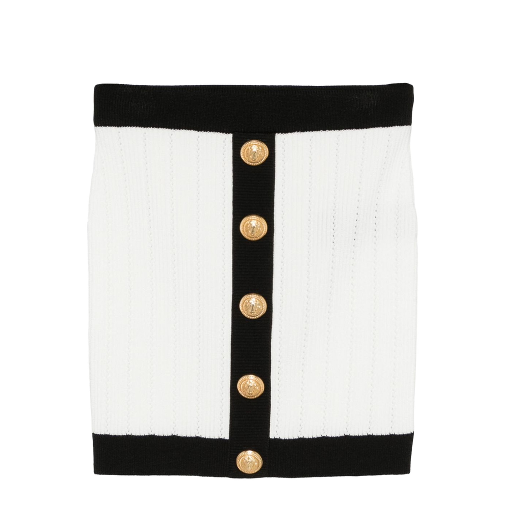 Knitted Buttoned Mini Skirt - Image 1