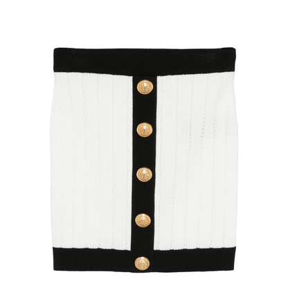 Knitted Buttoned Mini Skirt - Image 1