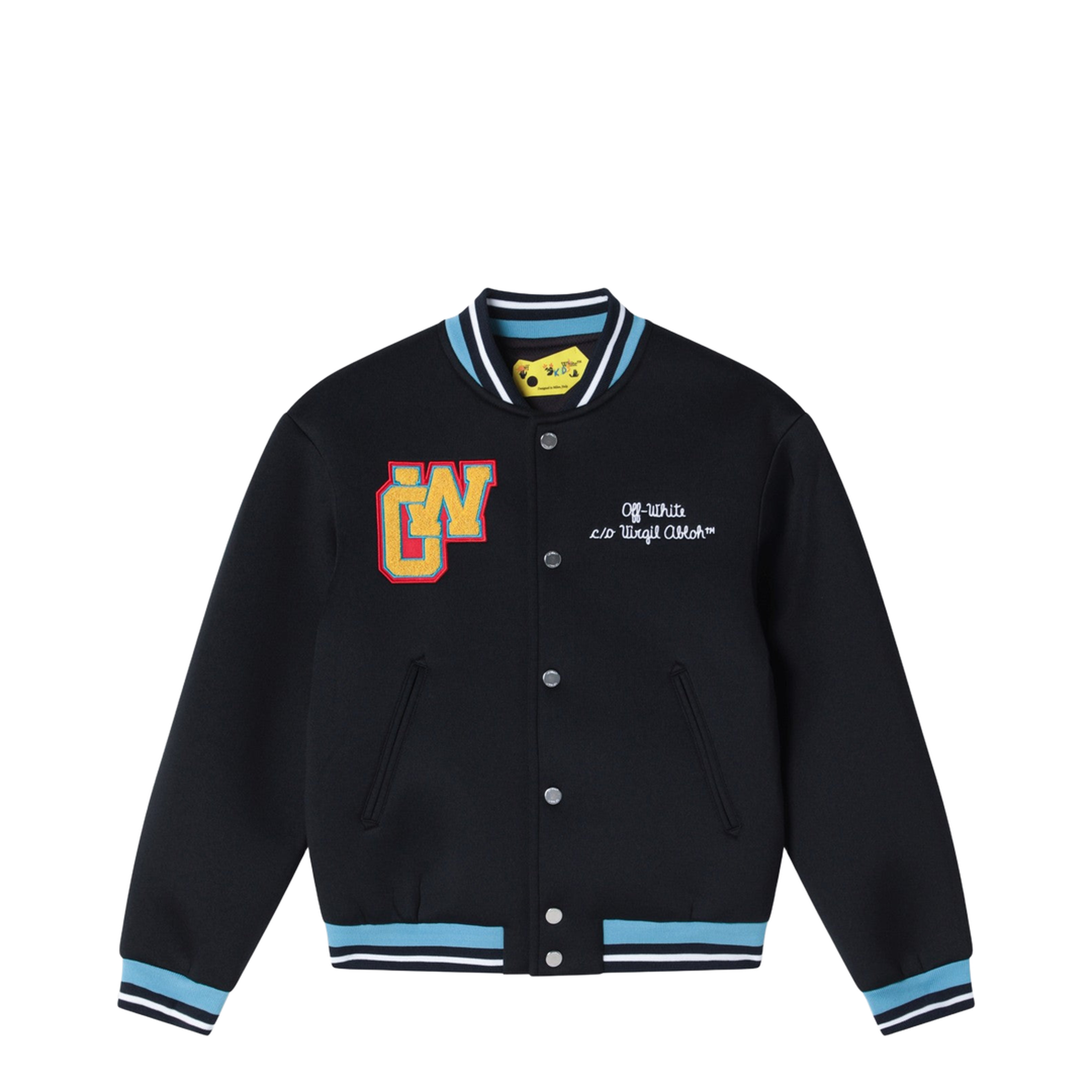 Black Bomber Jacket with Logo Embroidery - Image 1