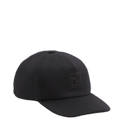 Black Wool and Cashmere Baseball Cap - Image 1