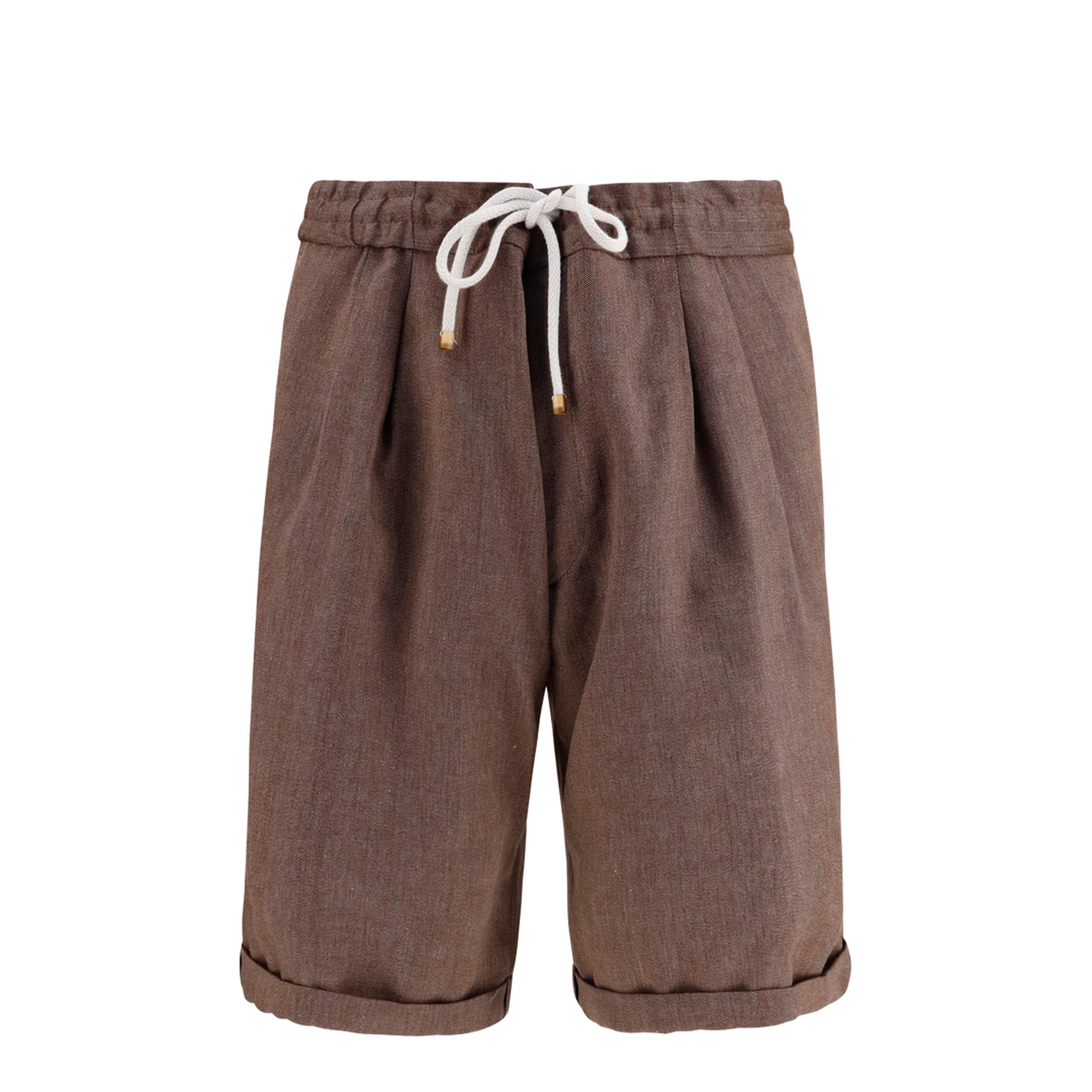 Linen and Virgin Wool Chevron Bermuda Shorts - Image 1