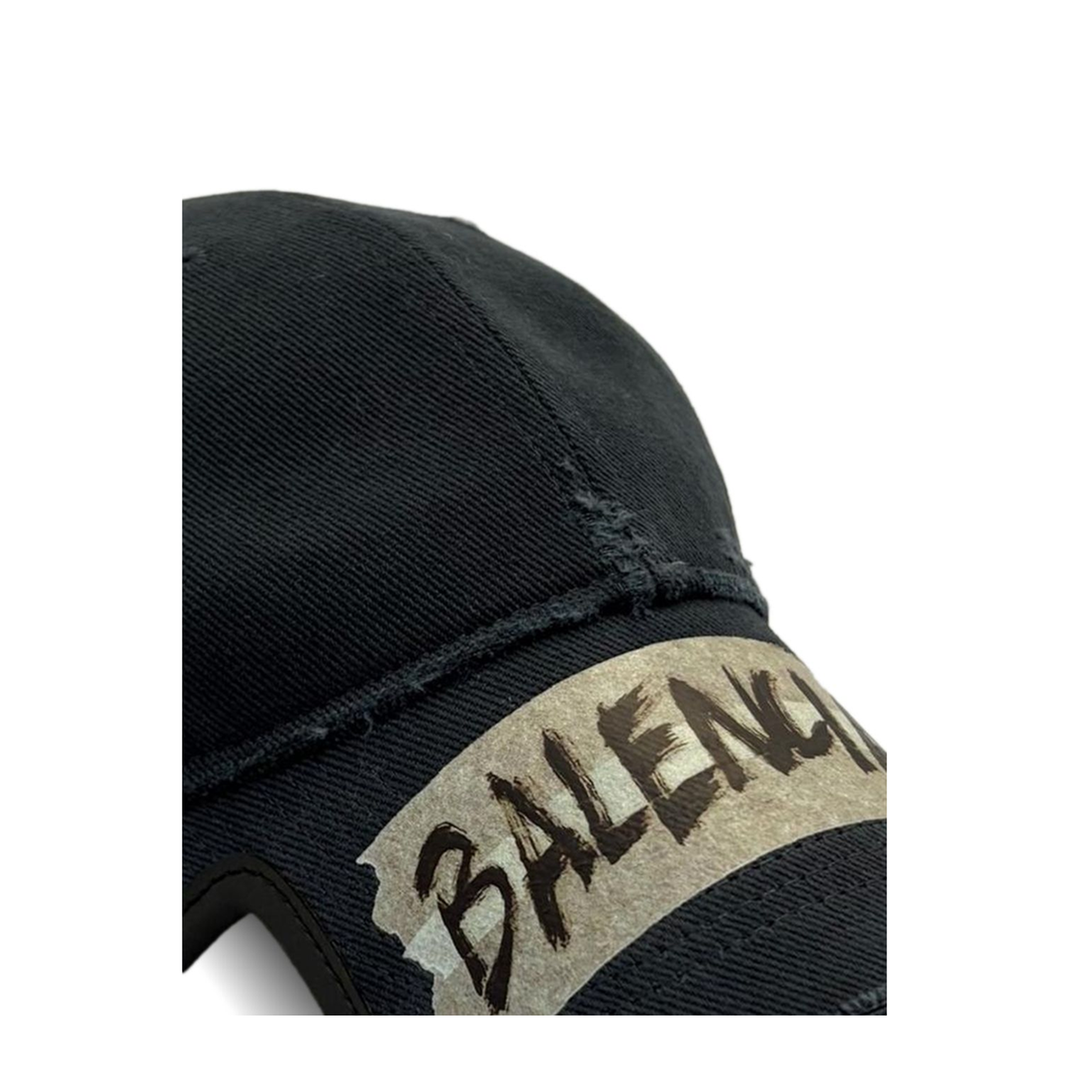 Black Washed-Effect Masking Tape Cap - Image 2