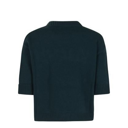Soft Wool Top with Intarsia in Dark Green - Image 4