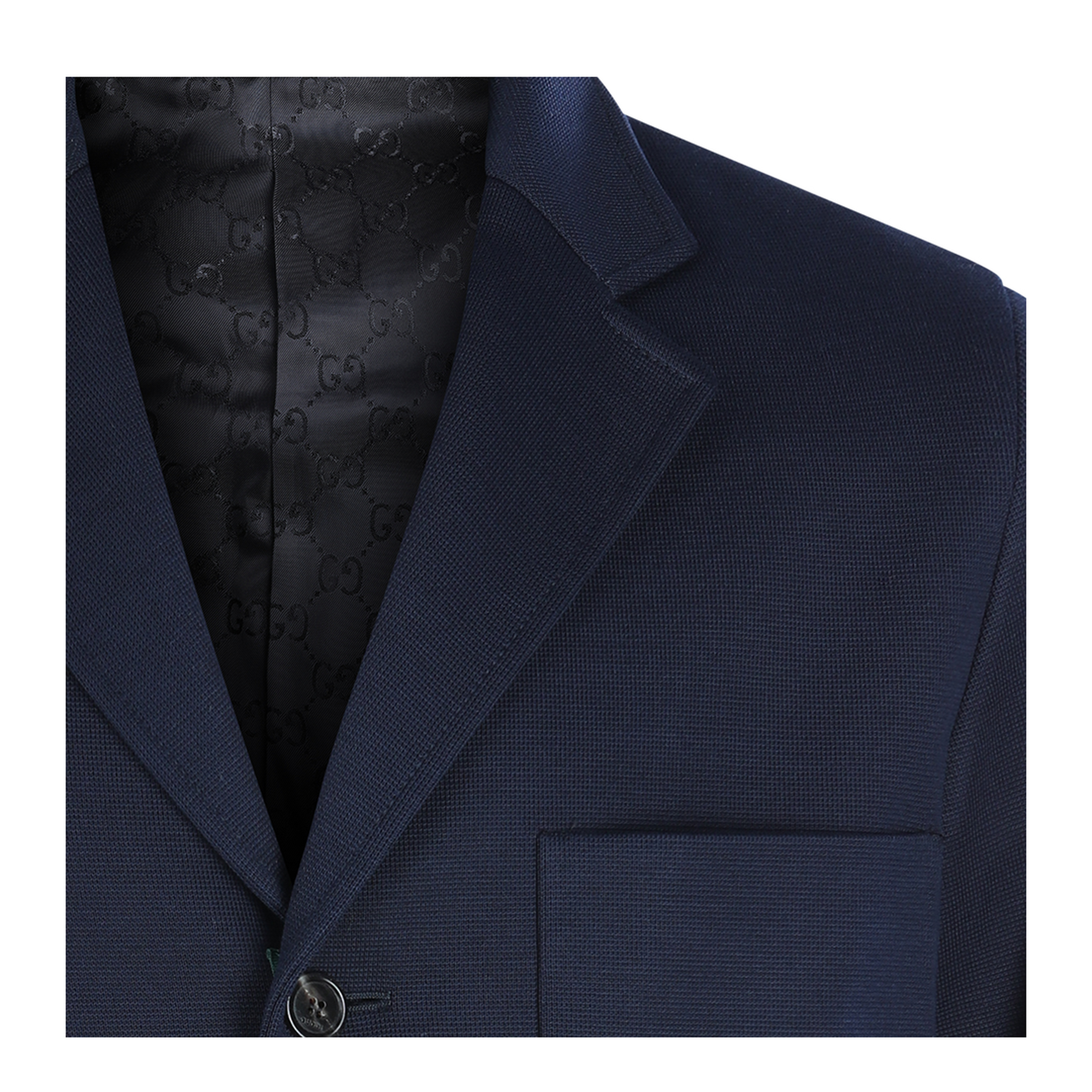 Single-breast Cotton Jersey Jacket in Dark Blue - Image 6
