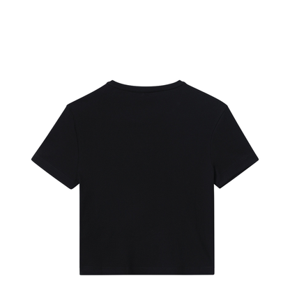 Black Cotton T-Shirt with Logo Patch - Image 2