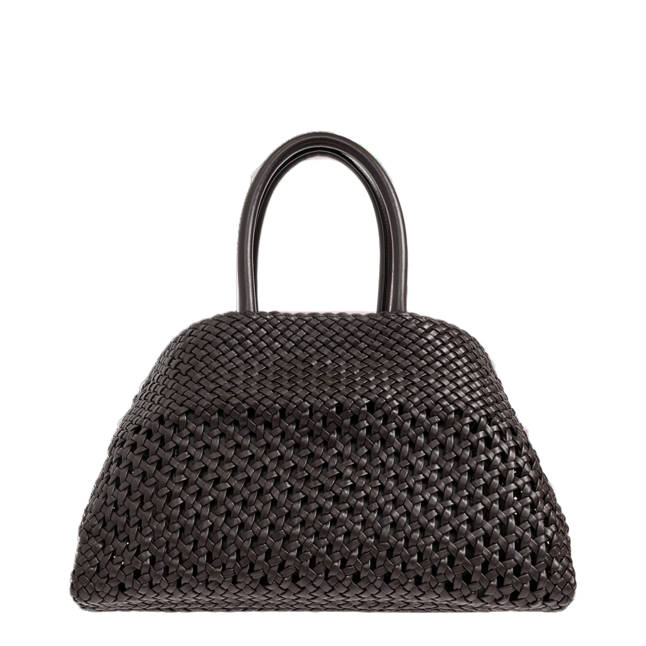 Hug Medium Woven Nappa Leather Handbag - Testa di Moro - Image 3