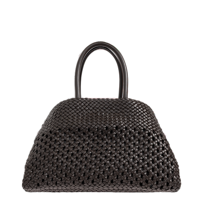 Hug Medium Woven Nappa Leather Handbag - Testa di Moro - Image 3