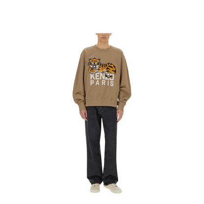 Happy Tiger Embroidered Sweatshirt in Cotton - Image 2