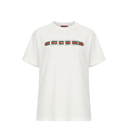 Printed Cotton Jersey T-Shirt in White - Image 1