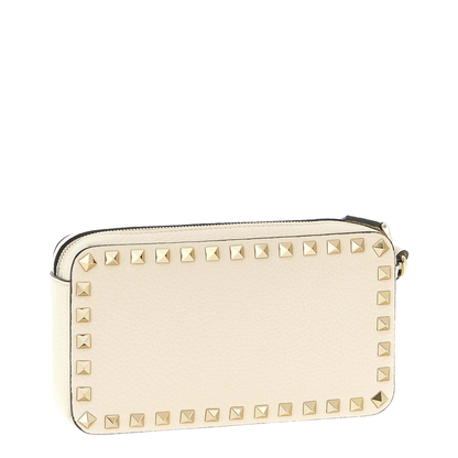 Rockstud Grainy Calfskin Pouch - Light Ivory - Image 2