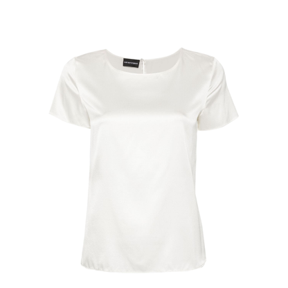 White Stretch-Silk Satin Weave Top - Image 1
