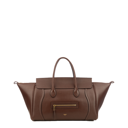 Medium New Luggage Bag Leather Brown - Image 1