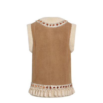 Camel Shearling and Suede Vest - Image 2