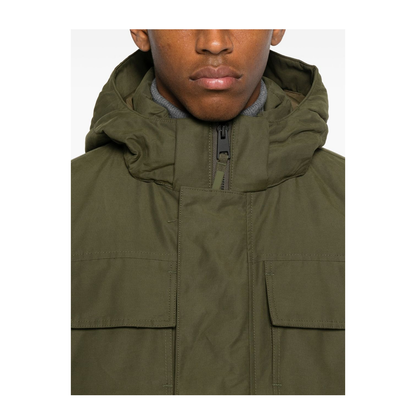 Army Green Cotton Blend Maitland Down Jacket - Image 4