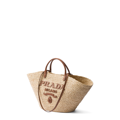 Shopping Large Raffia and Leather Shopping Bag - Naturale+Cognac - Image 3