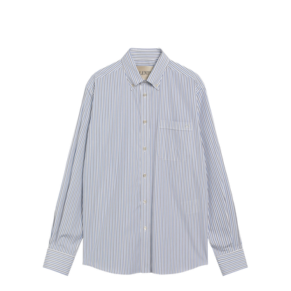 Blue Striped Cotton Long-Sleeve Shirt - Image 1