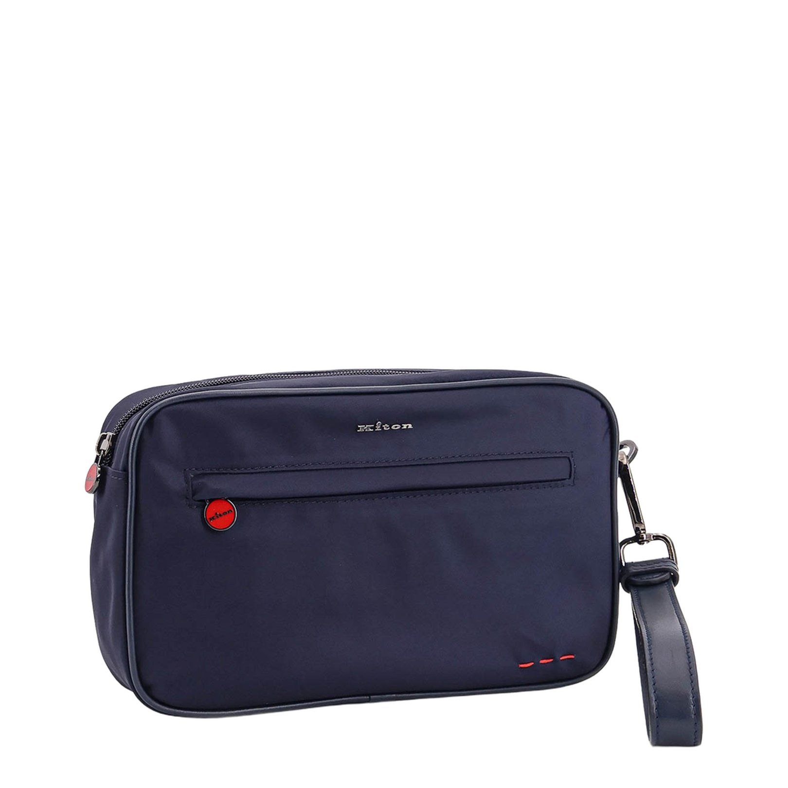 Blue Nylon Clutch Bag With Iconic Logo Embroidery - Image 3