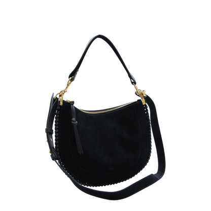 Oskan Soft Zip Smooth Studded Cowhide Leather Crossbody Bag - Black - Image 3