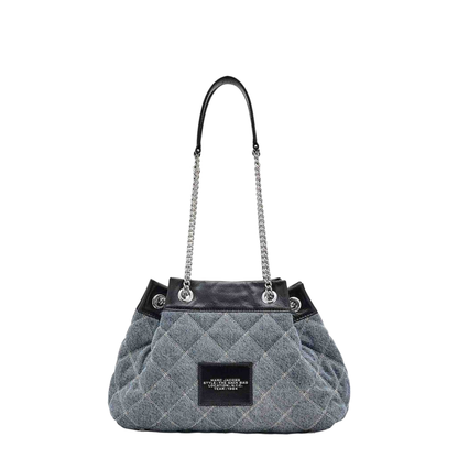 Quilted Denim Large Chain Sack Tote - Image 3