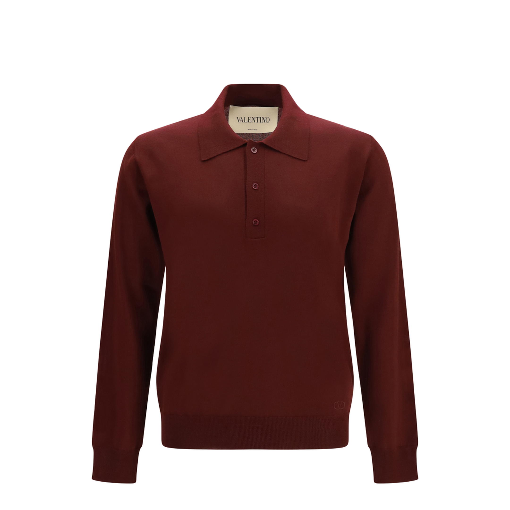 Long-sleeve Wool Polo with VLogo - Image 1