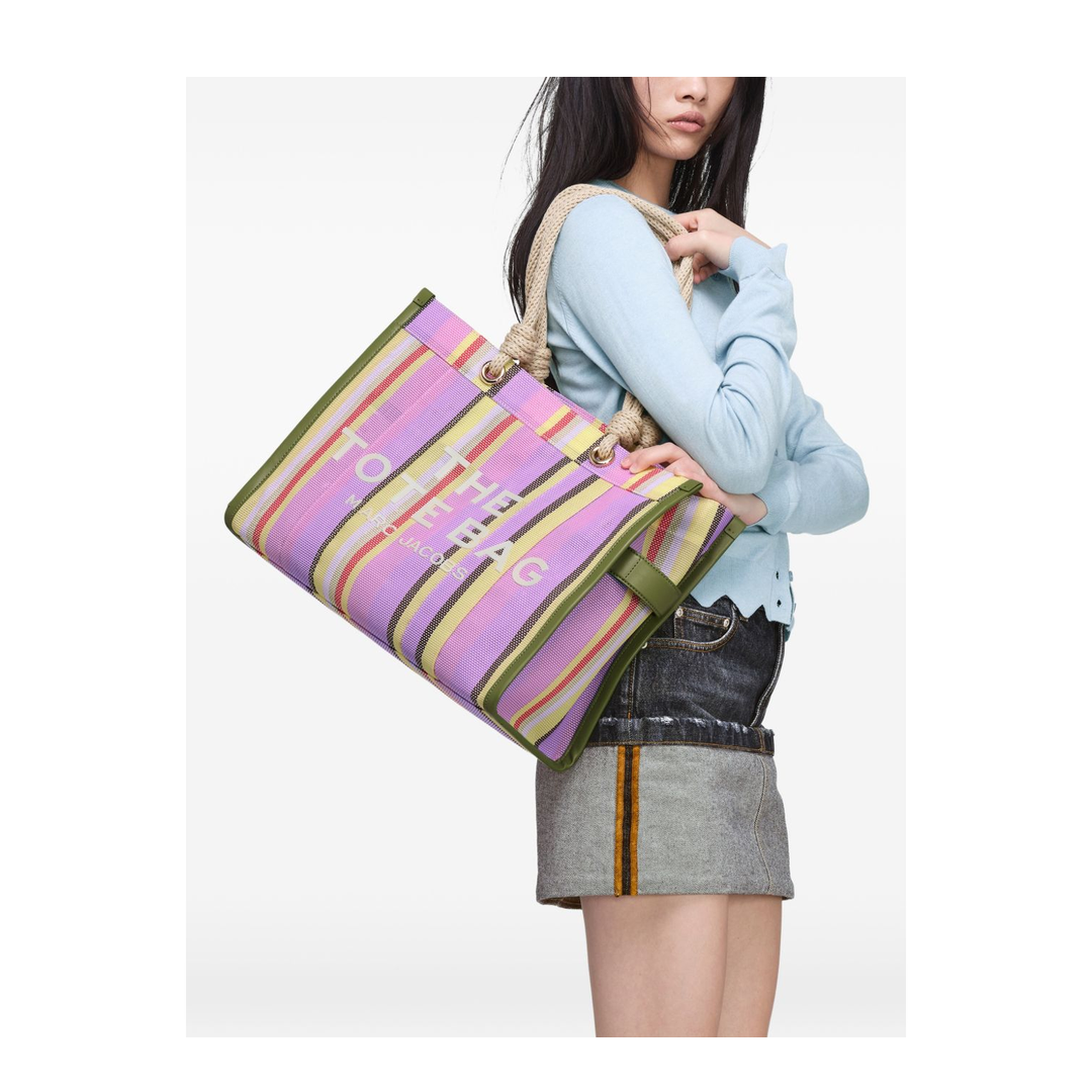 The Stripe Mesh Large Tote Bag - Purple Multicolor - Image 2