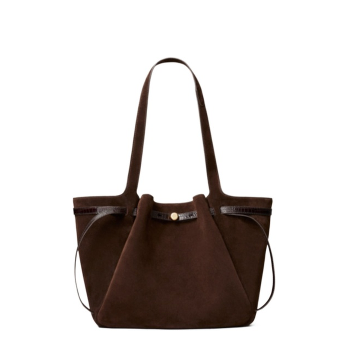 Romy Medium Suede Tote - Dark Cocoa - Image 1