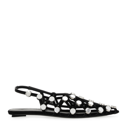 Black Grid Ballet Flats - Image 1