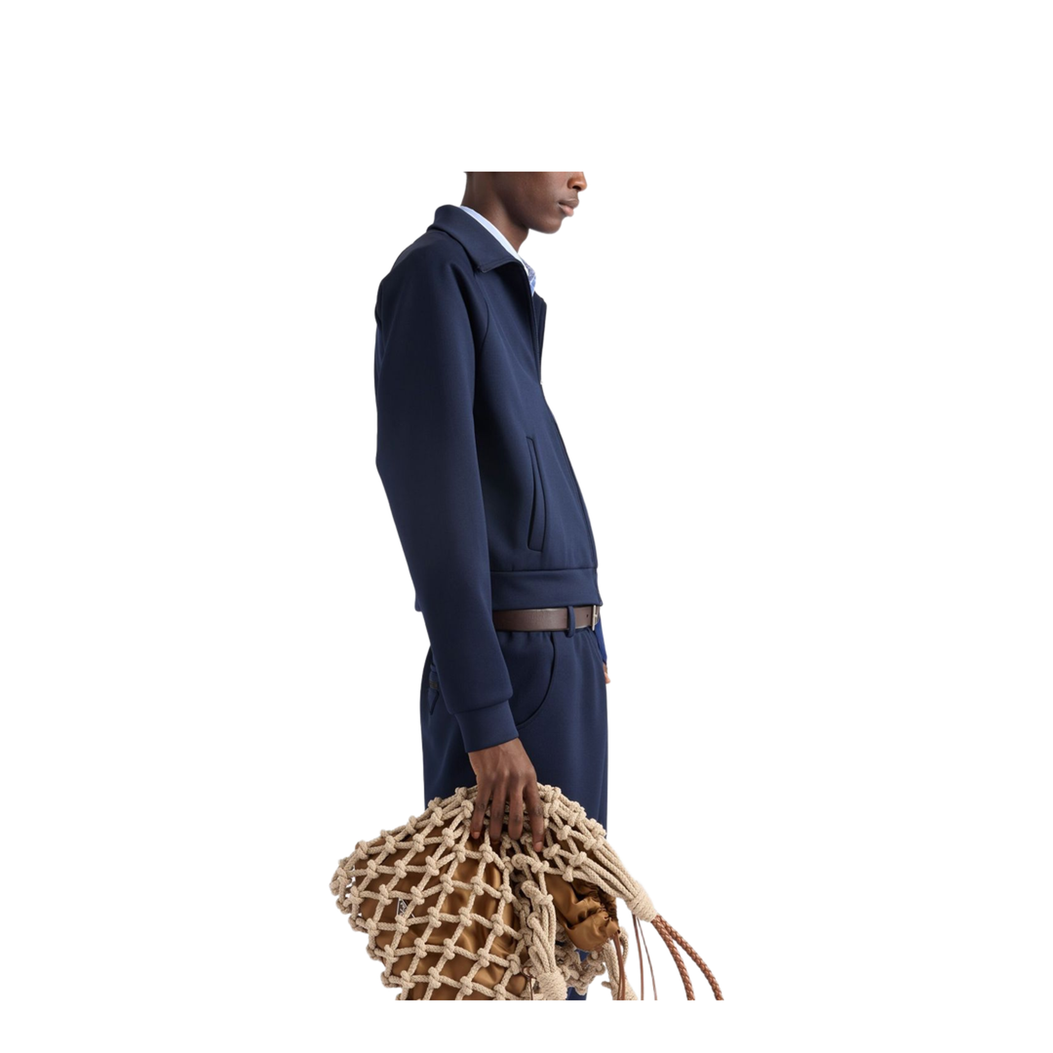 Zip Sweatshirt in Technical Fabric Blue - Image 3