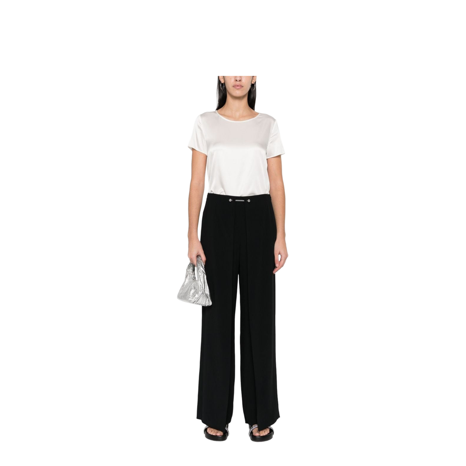White Stretch-Silk Satin Weave Top - Image 5