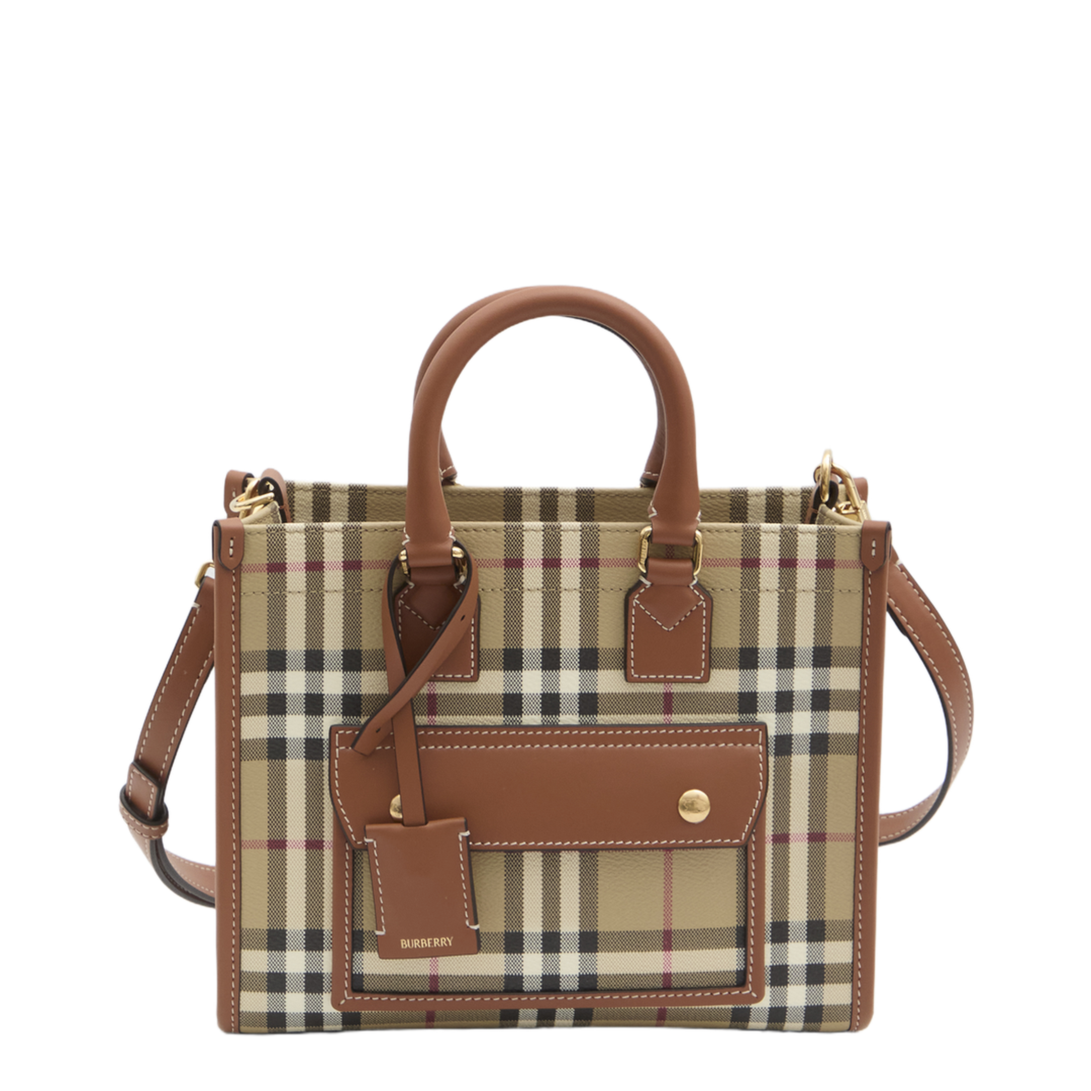 Mini Freya Tote Bag Check Coated Cotton Blend - Image 1