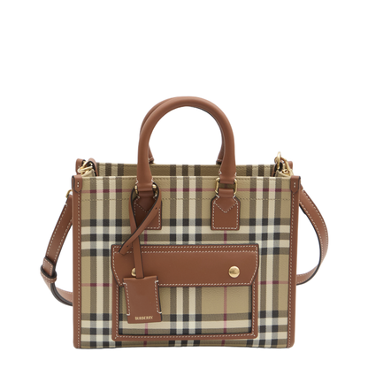 Mini Freya Tote Bag Check Coated Cotton Blend - Image 1