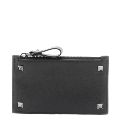 Black Leather Rockstud Card Holder - Image 3