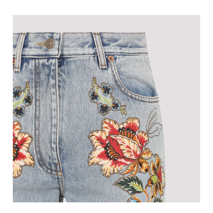 Denim 5 Pockets Embroidered Flowers Jeans - Image 5