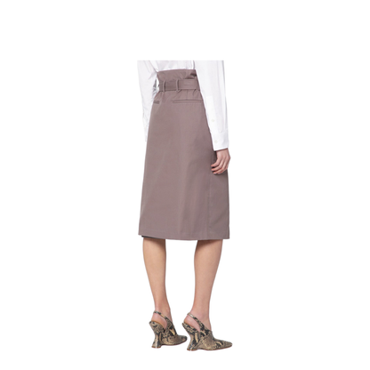 Taupe Skirt in Cotton with Belt - Image 2