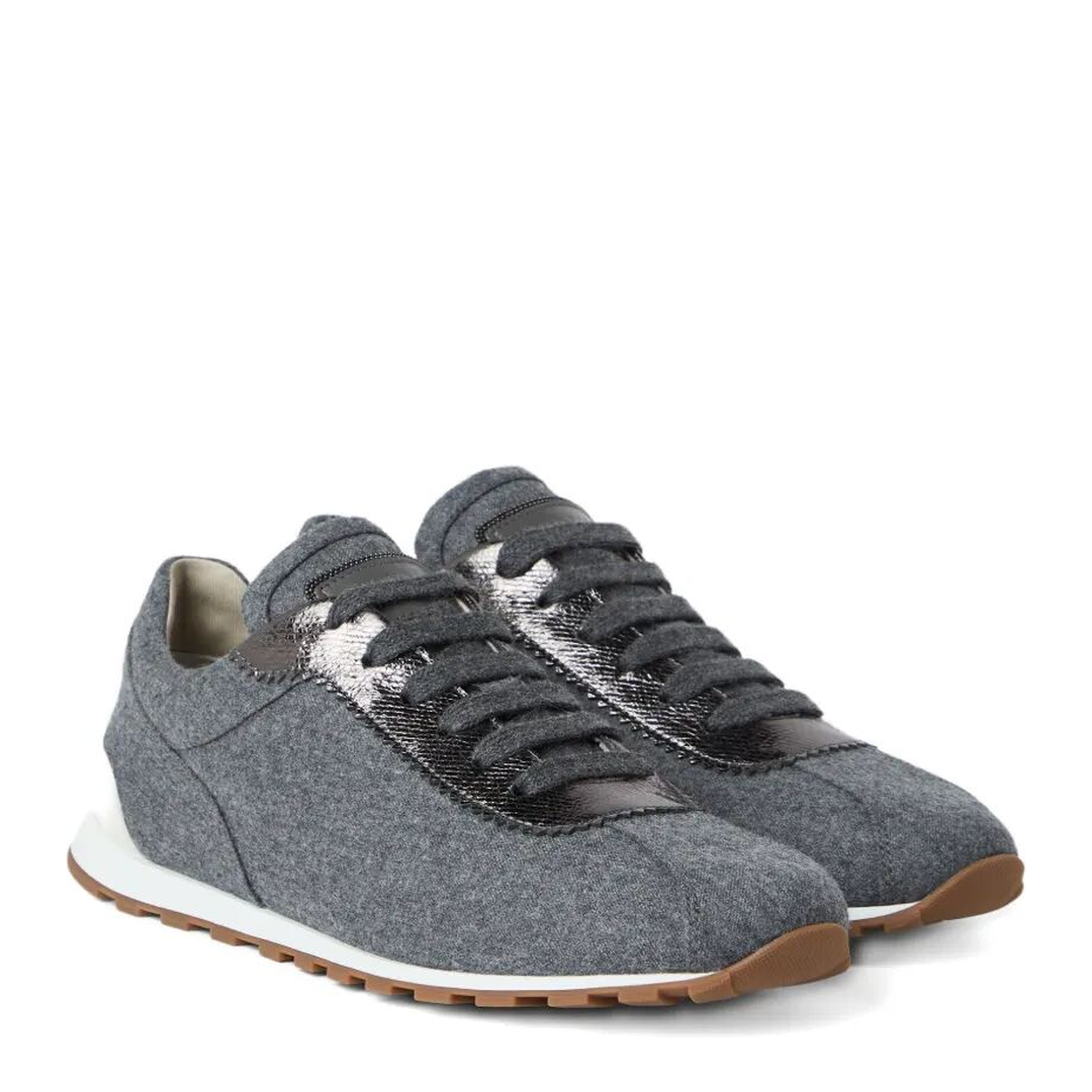 Virgin Wool Flannel and Lamé Calfskin Runners with Monili - Image 3