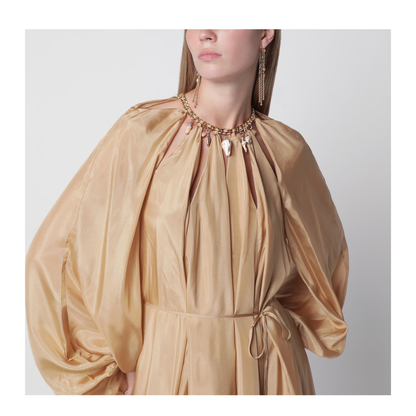 Mahon Maxi Dress in Silk Habotai Champagne - Image 2